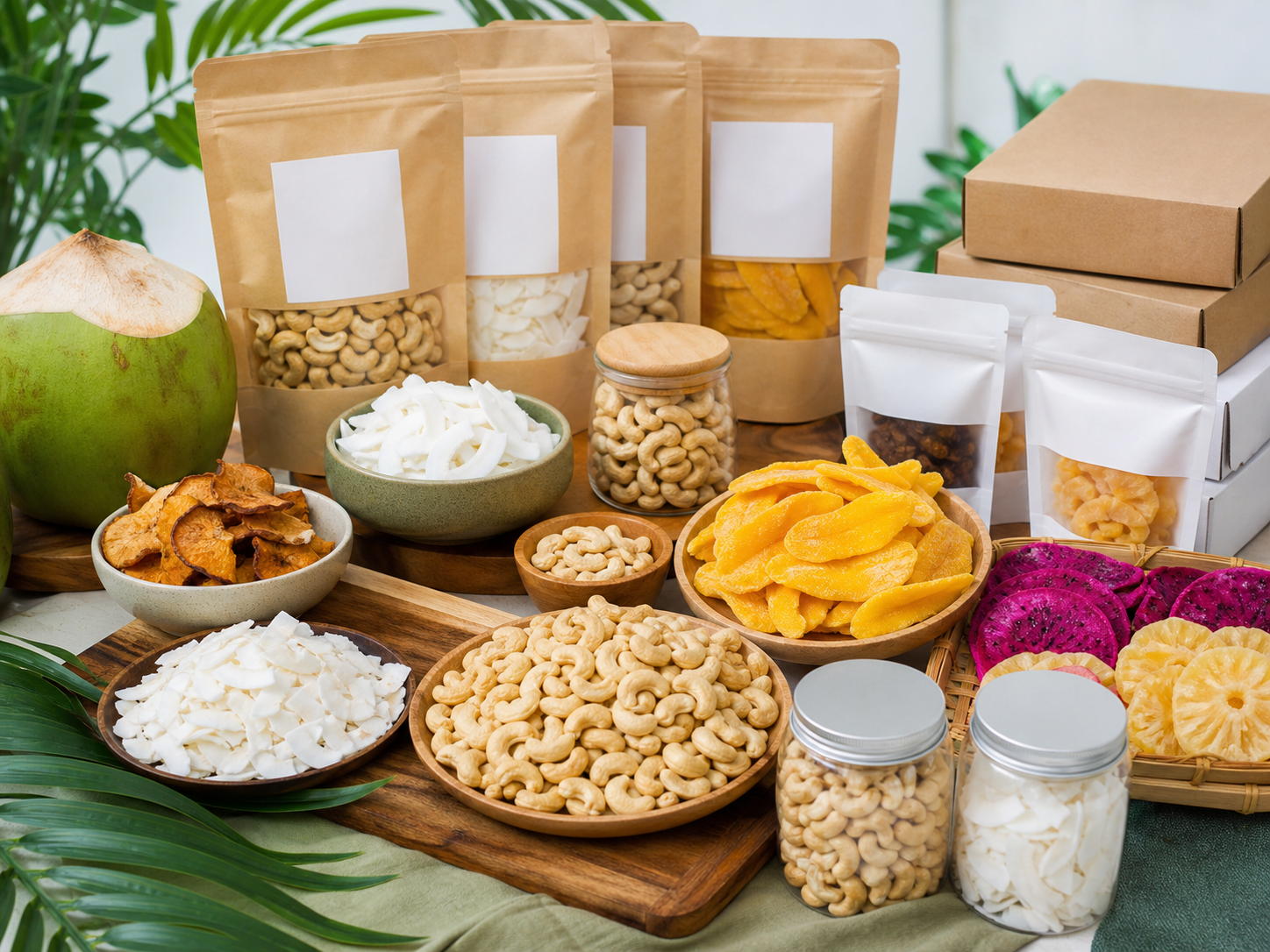 Sourcing điều, dừa và trái cây sấy từ Việt Nam.